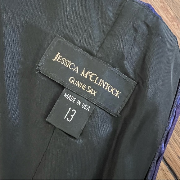 Vintage Jessica McClintock Gunne Sax Velvet Maxi Dress 10 Purple Black Gown - Picture 8 of 13